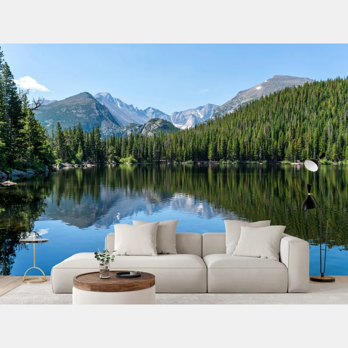 Fototapete gebirgssee mit spiegelung – Wallnifity®