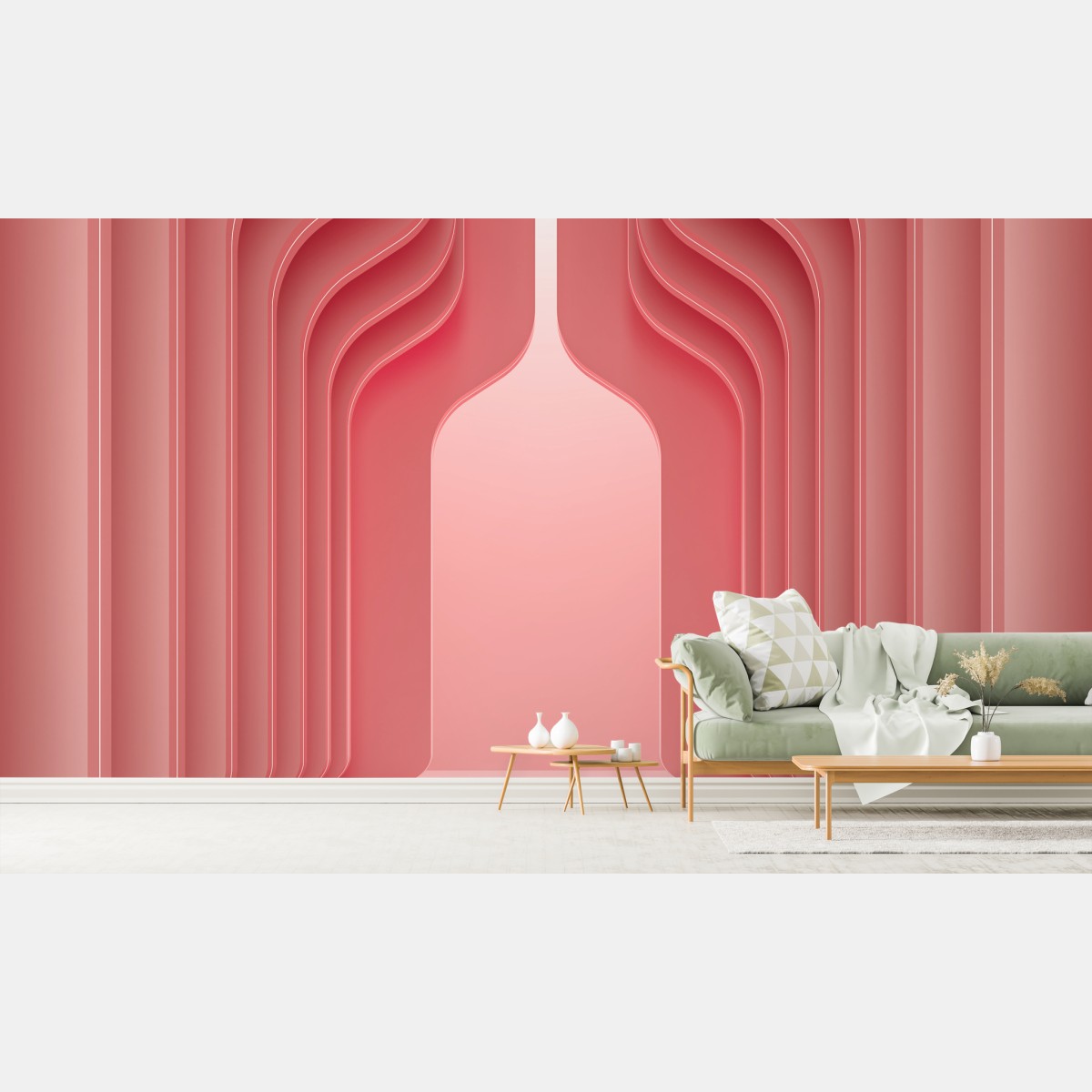 Fototapete zeitgenössisches korallenrosa architekturmotiv – Wallnifity®