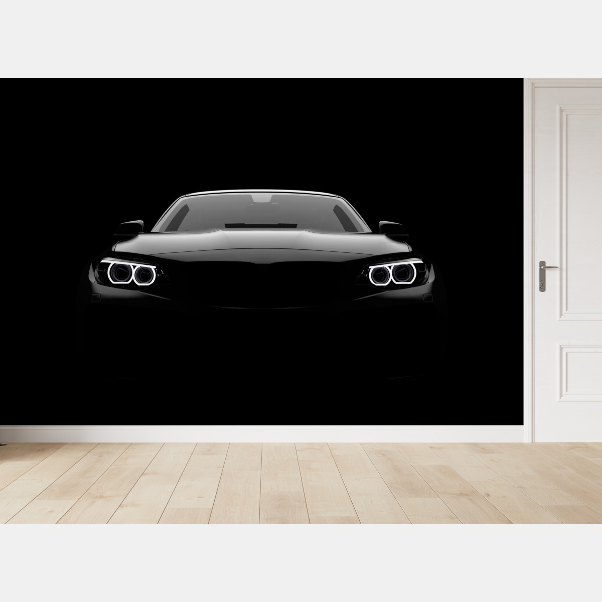 Fototapete eleganter schwarzer sportwagen von vorn – Wallnifity®
