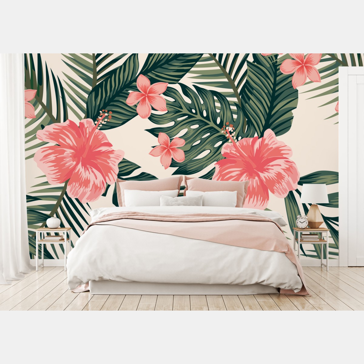 Fototapete tropisches hibiskusmuster – Wallnifity®
