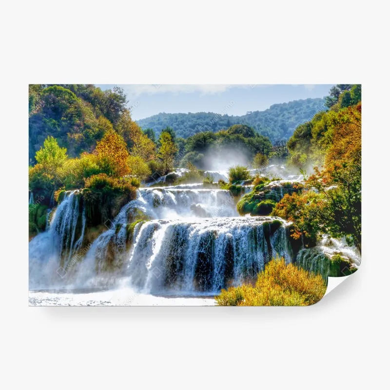 Fototapete türkis-korall abstrakte komposition – Wallnifity®