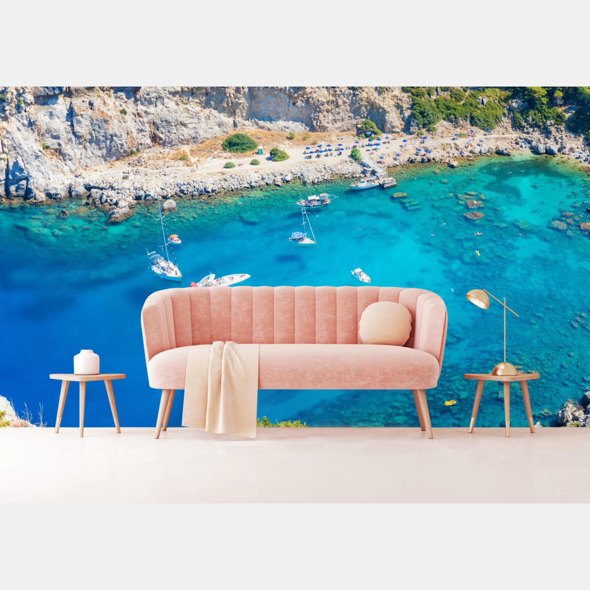 Fototapete luftaufnahme der Anthony Quinn Bucht, Rhodos – Wallnifity®