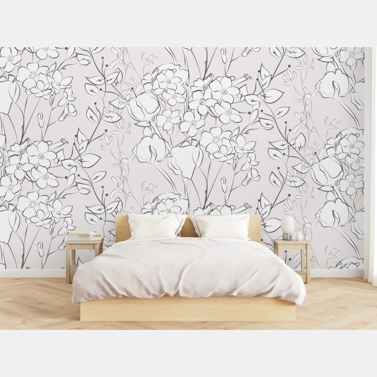 Fototapete zartes pastellblumenmuster – Wallnifity®