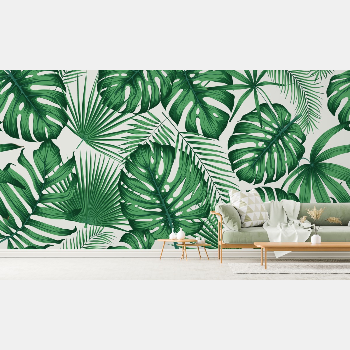 Fototapete tropisches monstera- und palmblättermuster – Wallnifity®