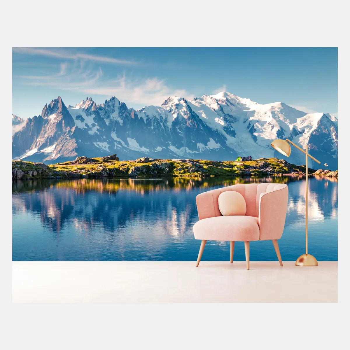 Fototapete panorama von Mont Blanc über dem Lac Blanc – Wallnifity®