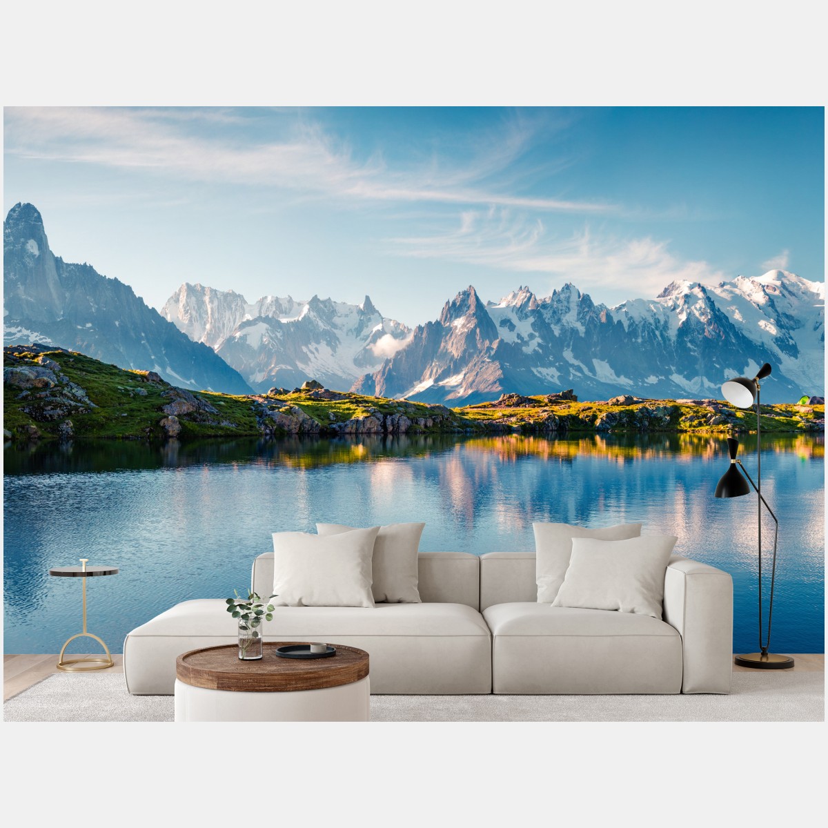Fototapete panorama von Lac Blanc und Mont Blanc – Wallnifity®