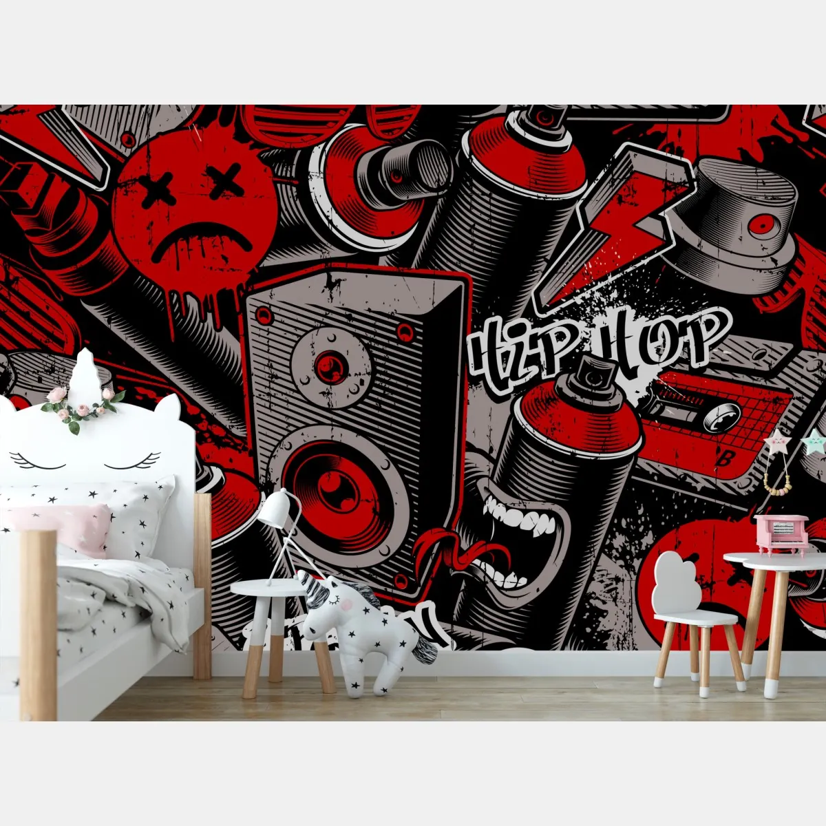 Fototapete urbanes graffiti hip hop collage – Wallnifity®