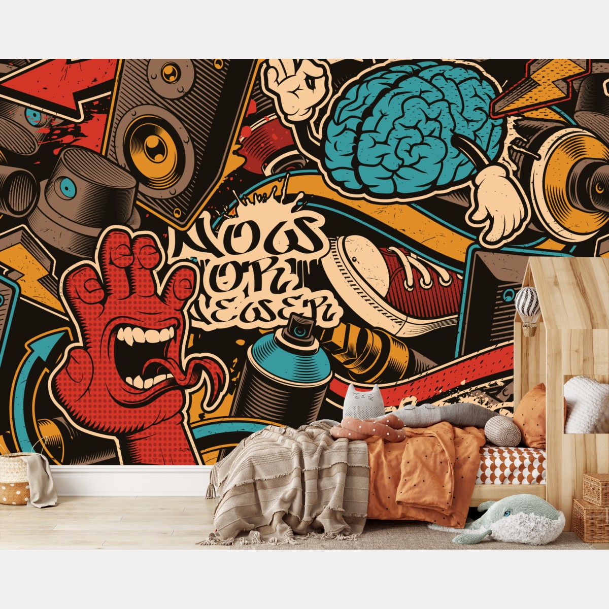 Fototapete urbanes graffiti pop-art collage – Wallnifity®