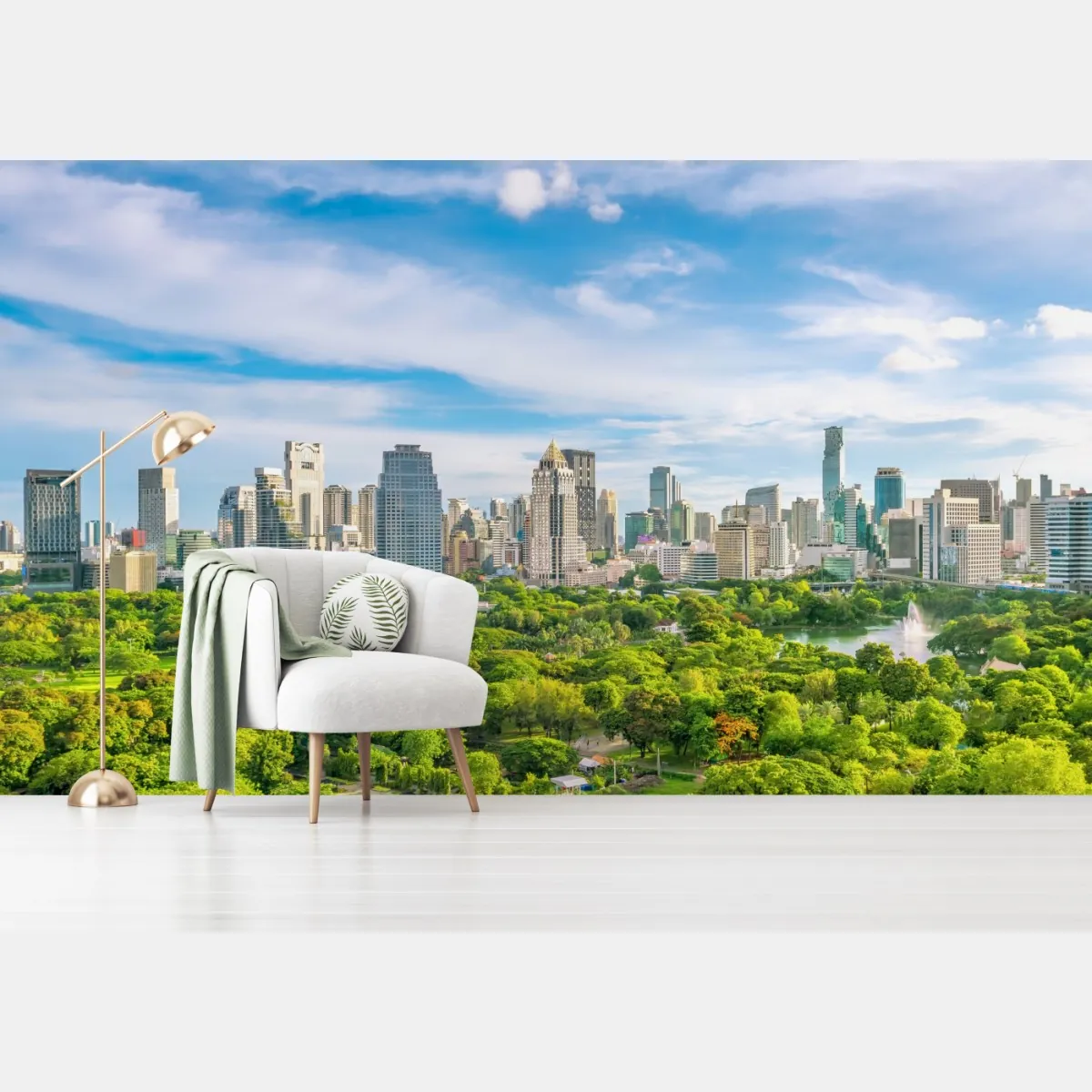 Fototapete lebendige Bangkok skyline über Lumpini Park – Wallnifity®
