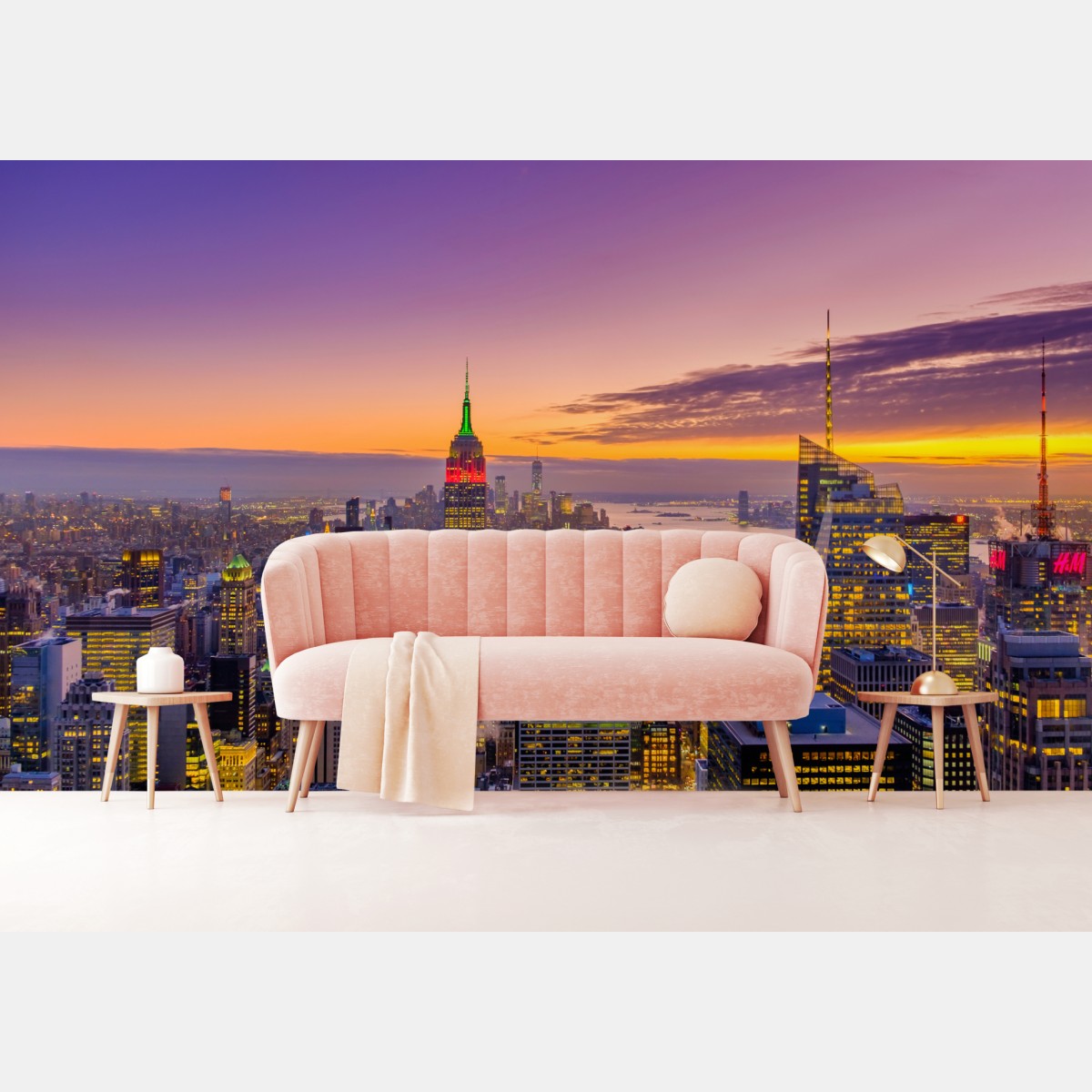 Fototapete lebendige New York skyline bei sonnenuntergang – Wallnifity®