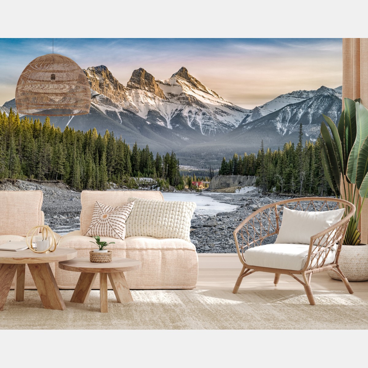 Fototapete majestätische berggipfel und kiefernwald – Wallnifity®