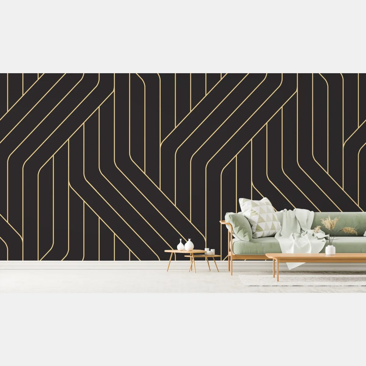 Fototapete geometrisches art deco muster in schwarz und gold – Wallnifity®