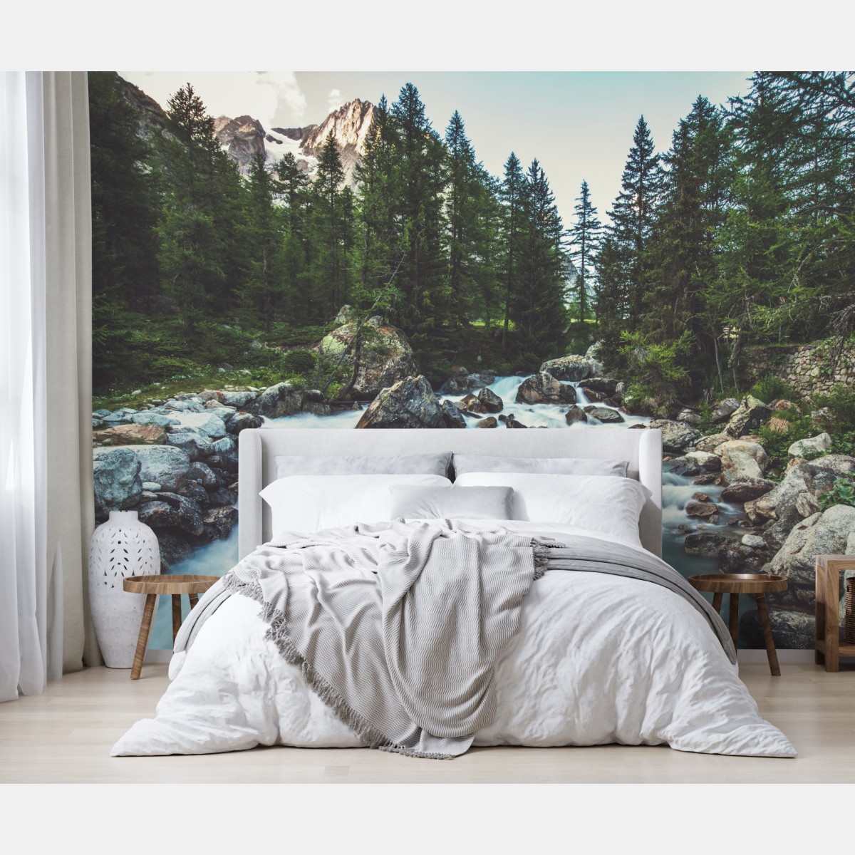 Fototapete malerischer alpiner fluss im Ferret Valley – Wallnifity®