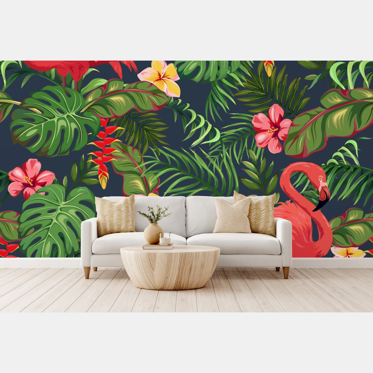 Fototapete tropisches flamingo botanisches design – Wallnifity®