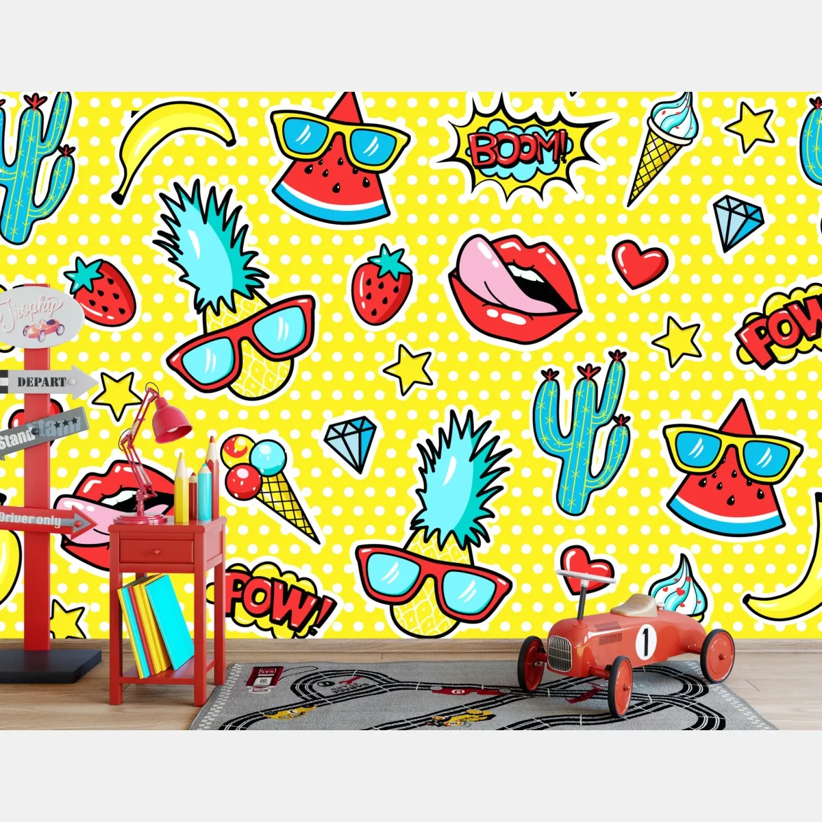 Fototapete buntes pop-art aufklebermuster – Wallnifity®