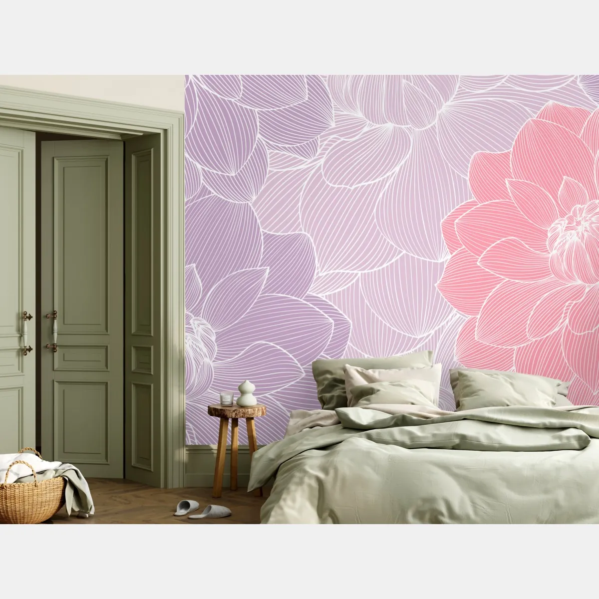 Fototapete zartes pastell blumenmuster – Wallnifity®