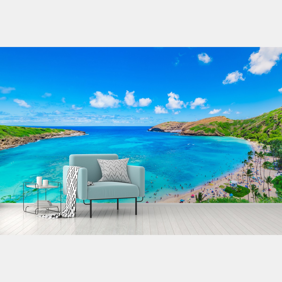 Fototapete tropische türkisfarbene bucht panorama – Wallnifity®