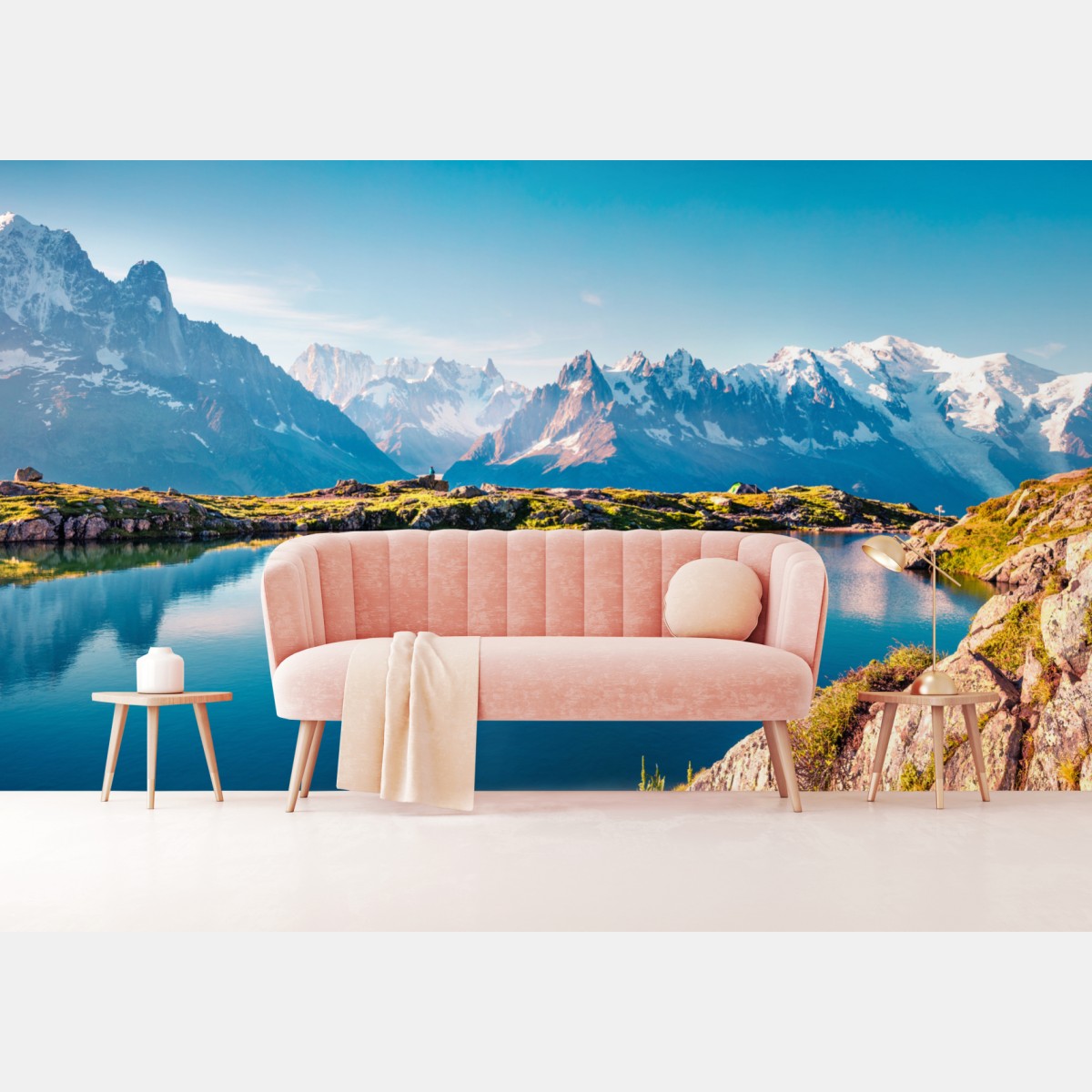 Fototapete Lac Blanc mit Blick auf Mont Blanc – Wallnifity®