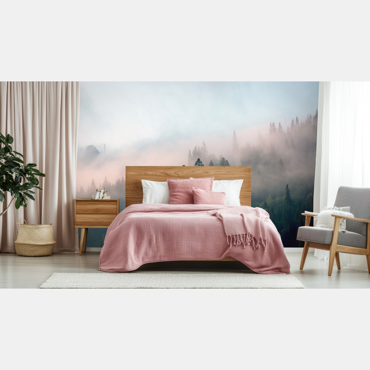 Fototapete nebliger morgenwald – Wallnifity®
