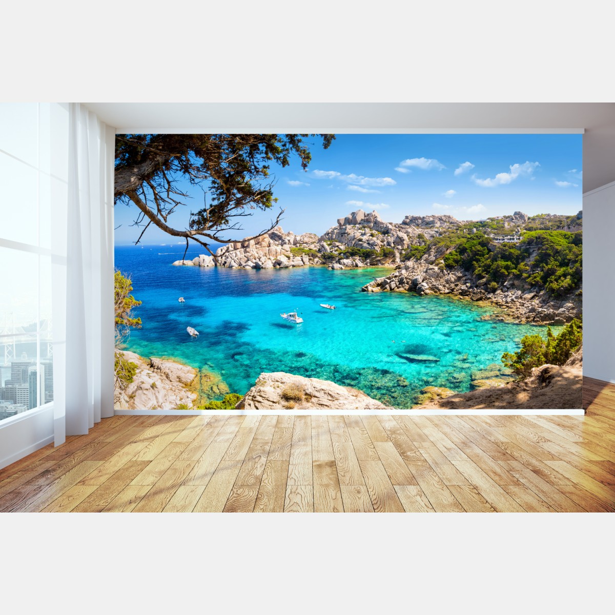 Fototapete türkisfarbene bucht mit felsiger küste – Wallnifity®