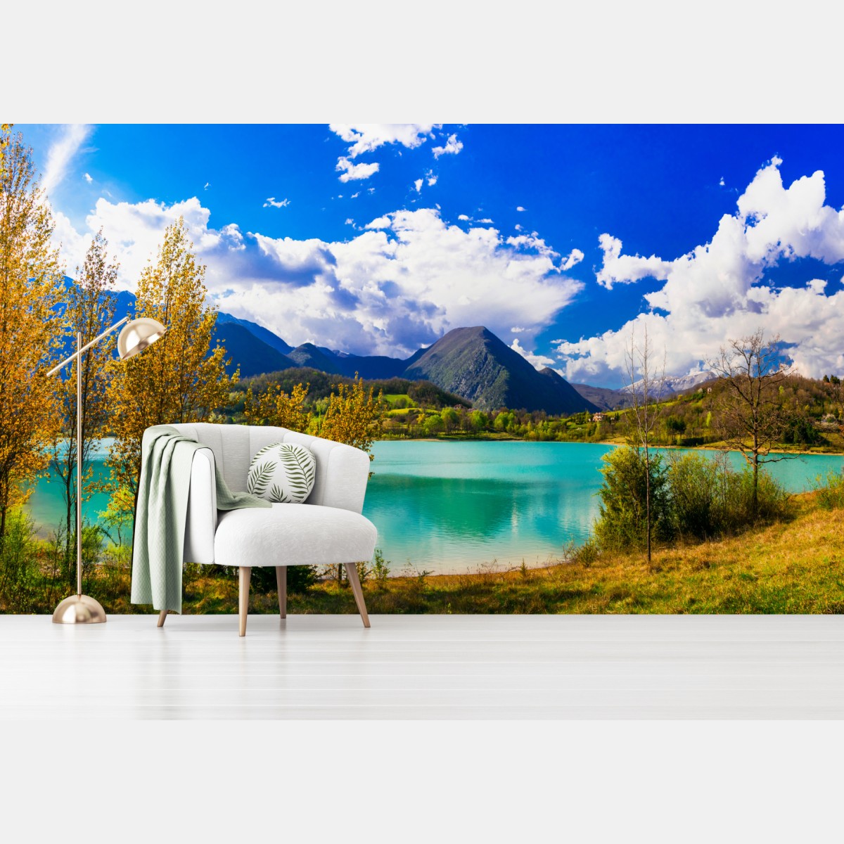 Fototapete türkissee mit berglandschaft – Wallnifity®
