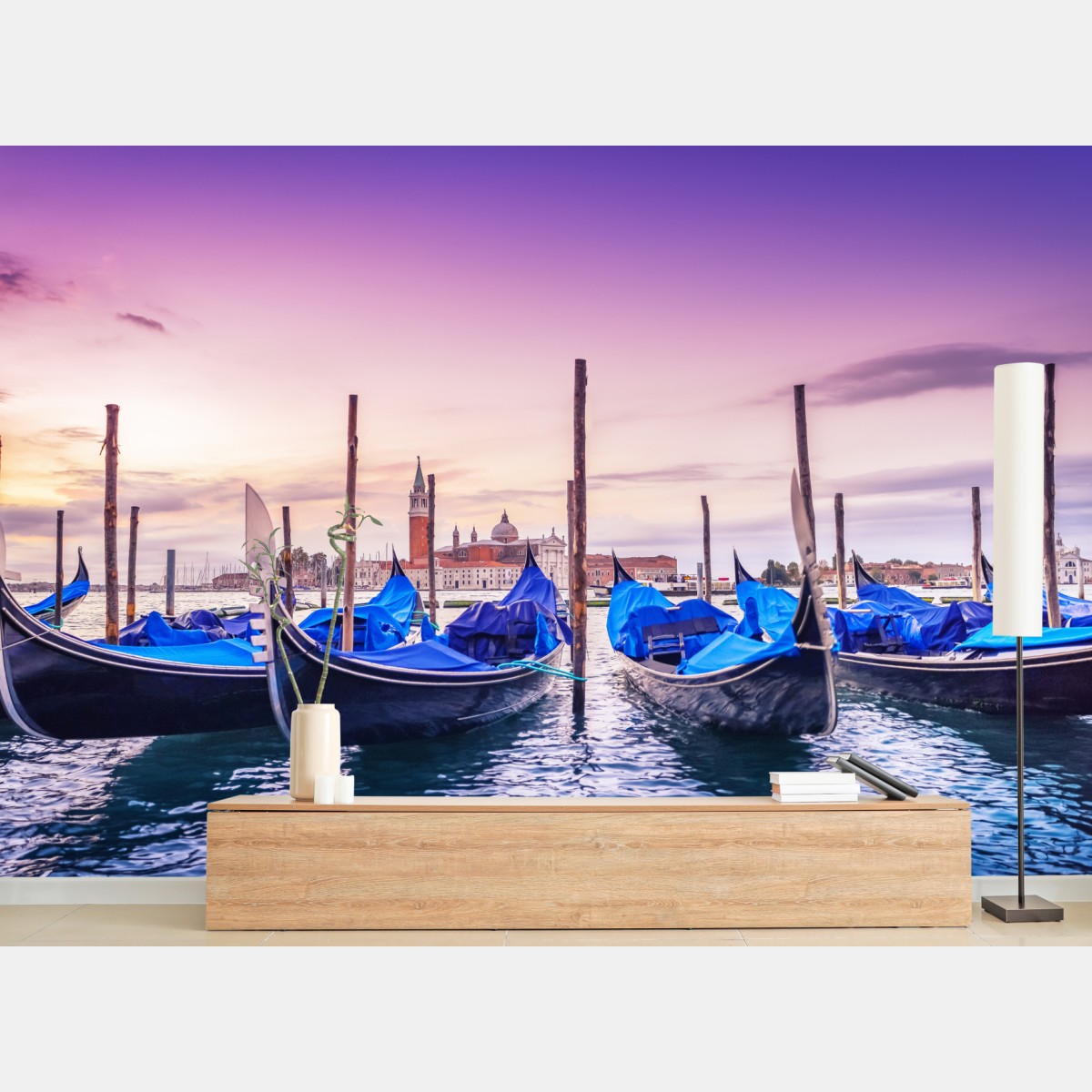 Fototapete Venedig gondeln bei sonnenuntergang – Wallnifity®