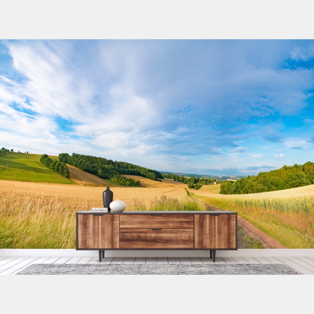 Fototapete morgendliche weizenlandschaft in Kansas – Wallnifity®