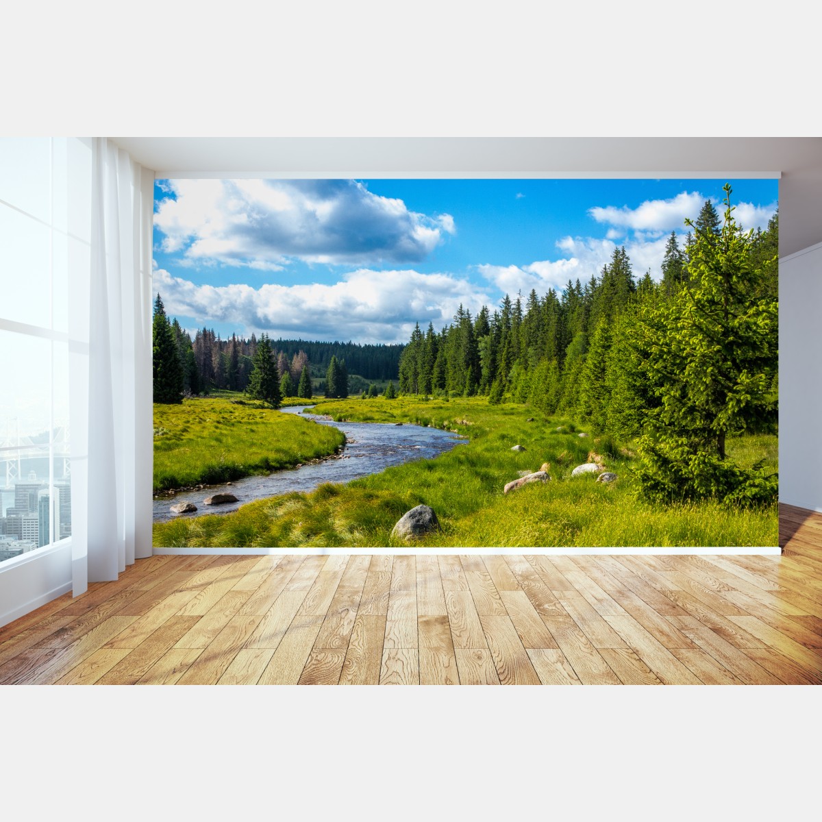 Fototapete ruhige flusslandschaft – Wallnifity®
