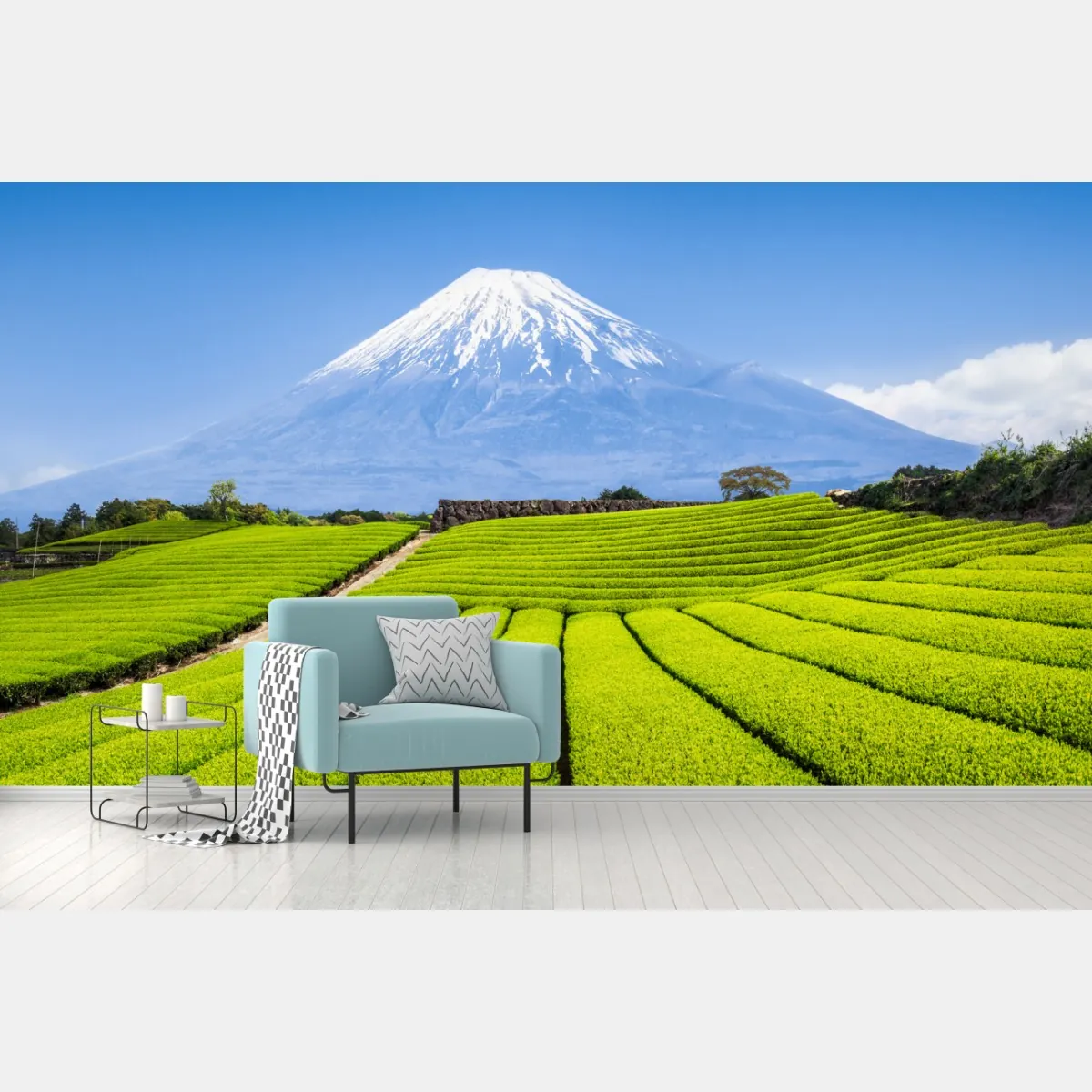Fototapete üppige teefelder am fuß von Mount Fuji – Wallnifity®