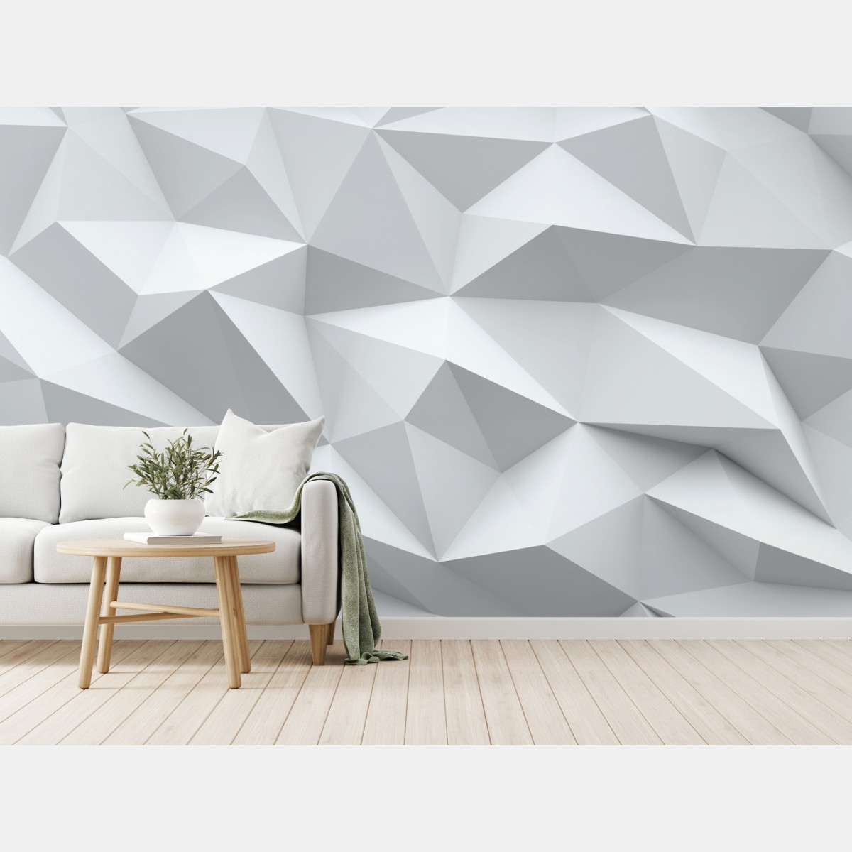Fototapete weißes dreidimensionales low-poly geometrisches muster – Wallnifity®
