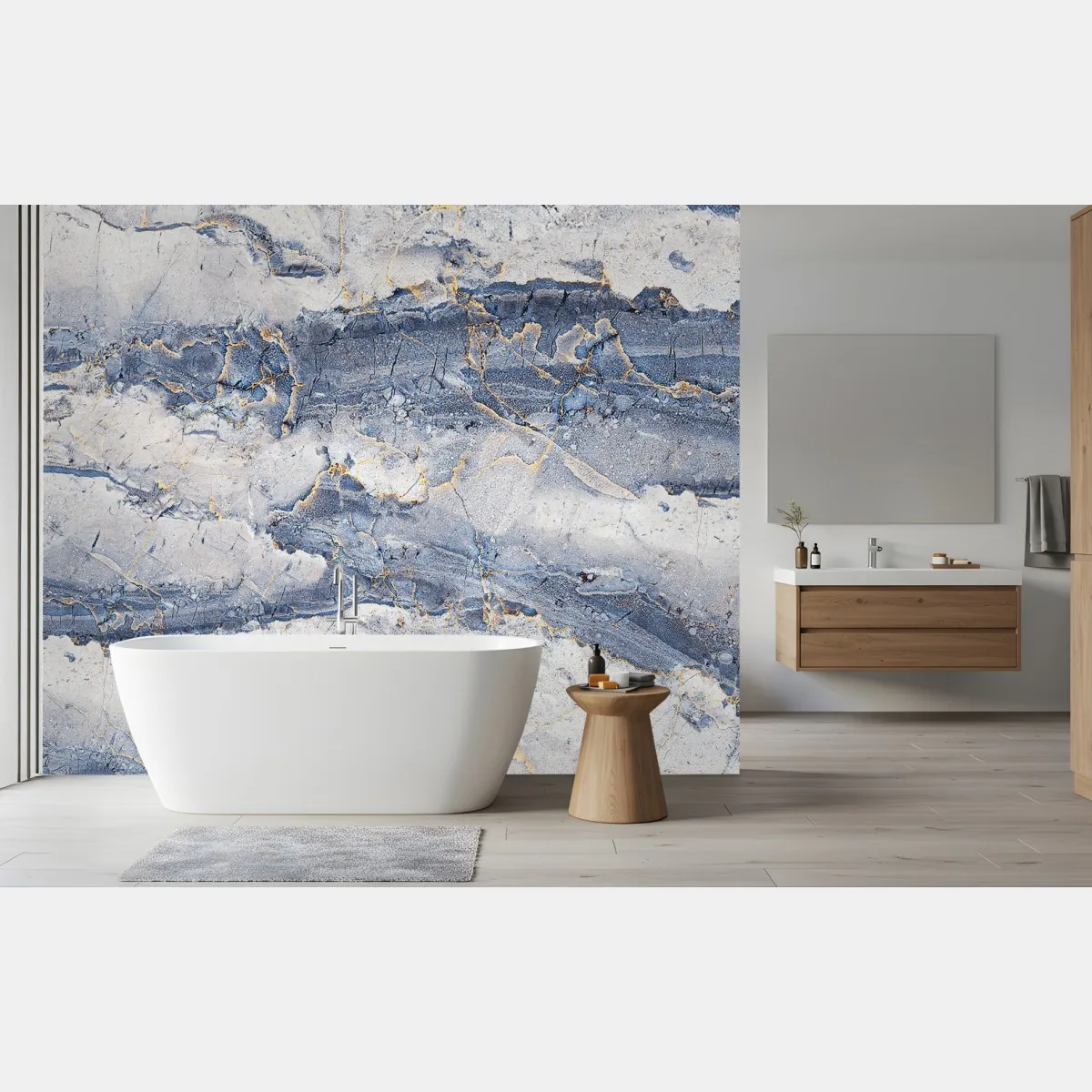 Fototapete blauer marmor mit goldenen adern – Wallnifity®