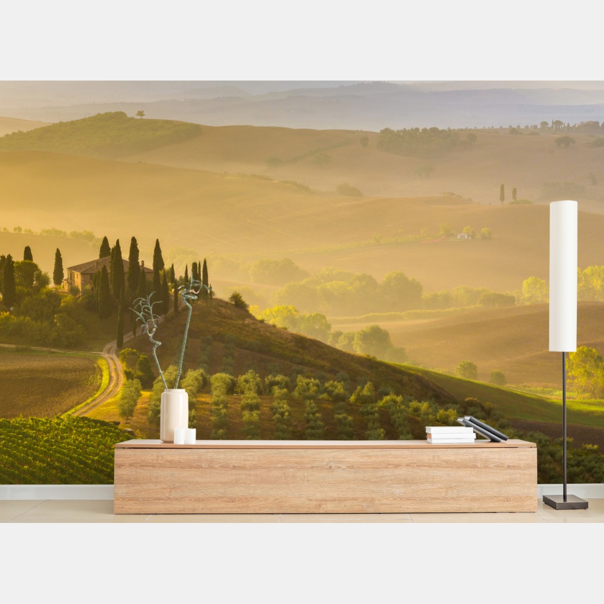 Fototapete nebliger morgen über Val d'Orcia – Wallnifity®