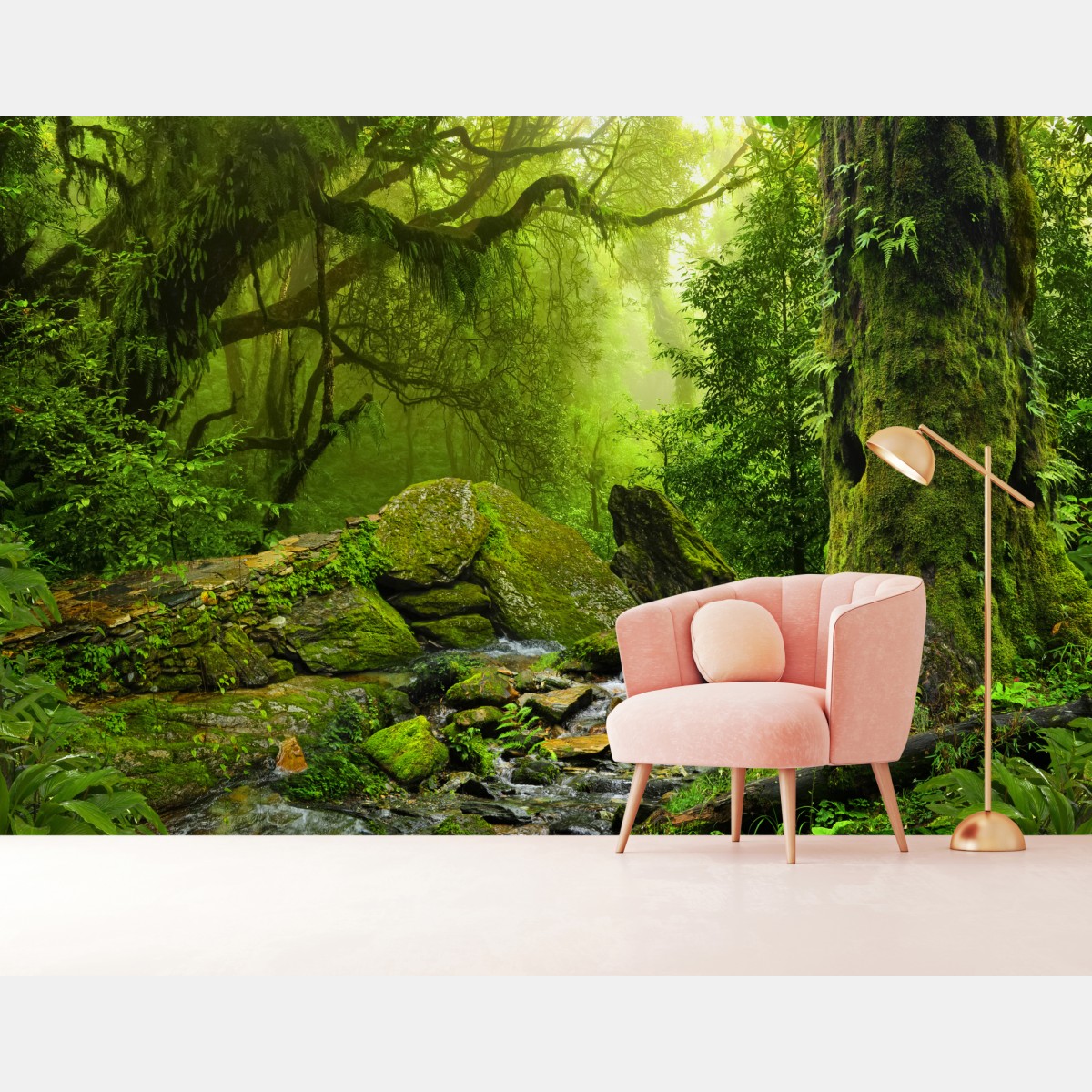 Fototapete moosbedeckter waldbach – Wallnifity®
