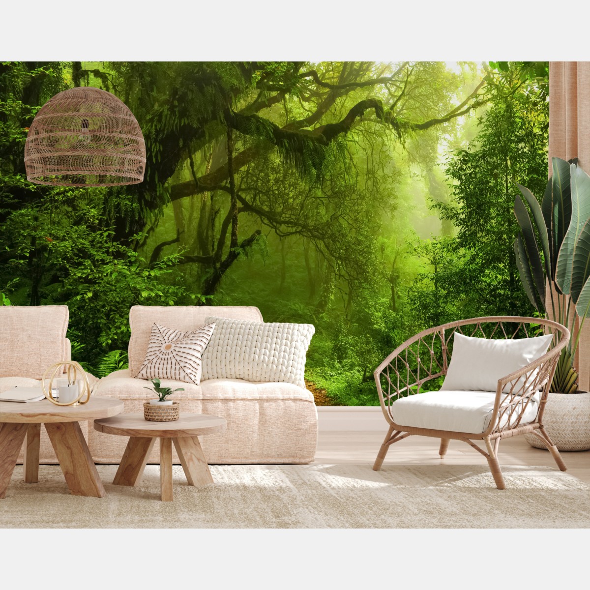 Fototapete üppiger grüner waldpfad – Wallnifity®