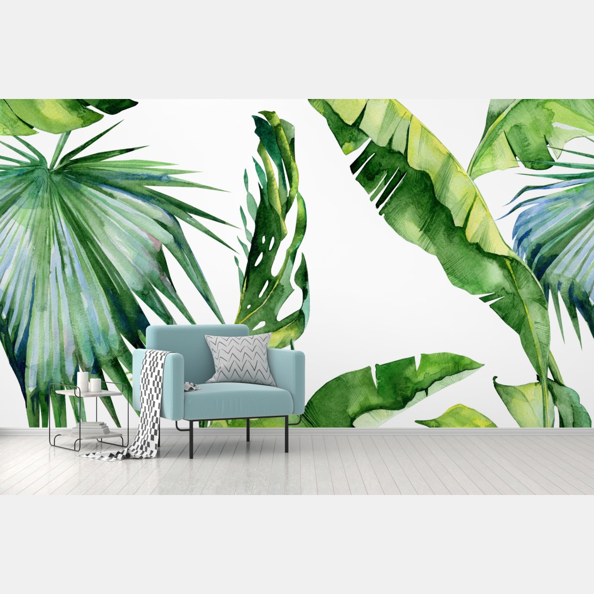 Fototapete tropisches aquarell palmblätter design – Wallnifity®