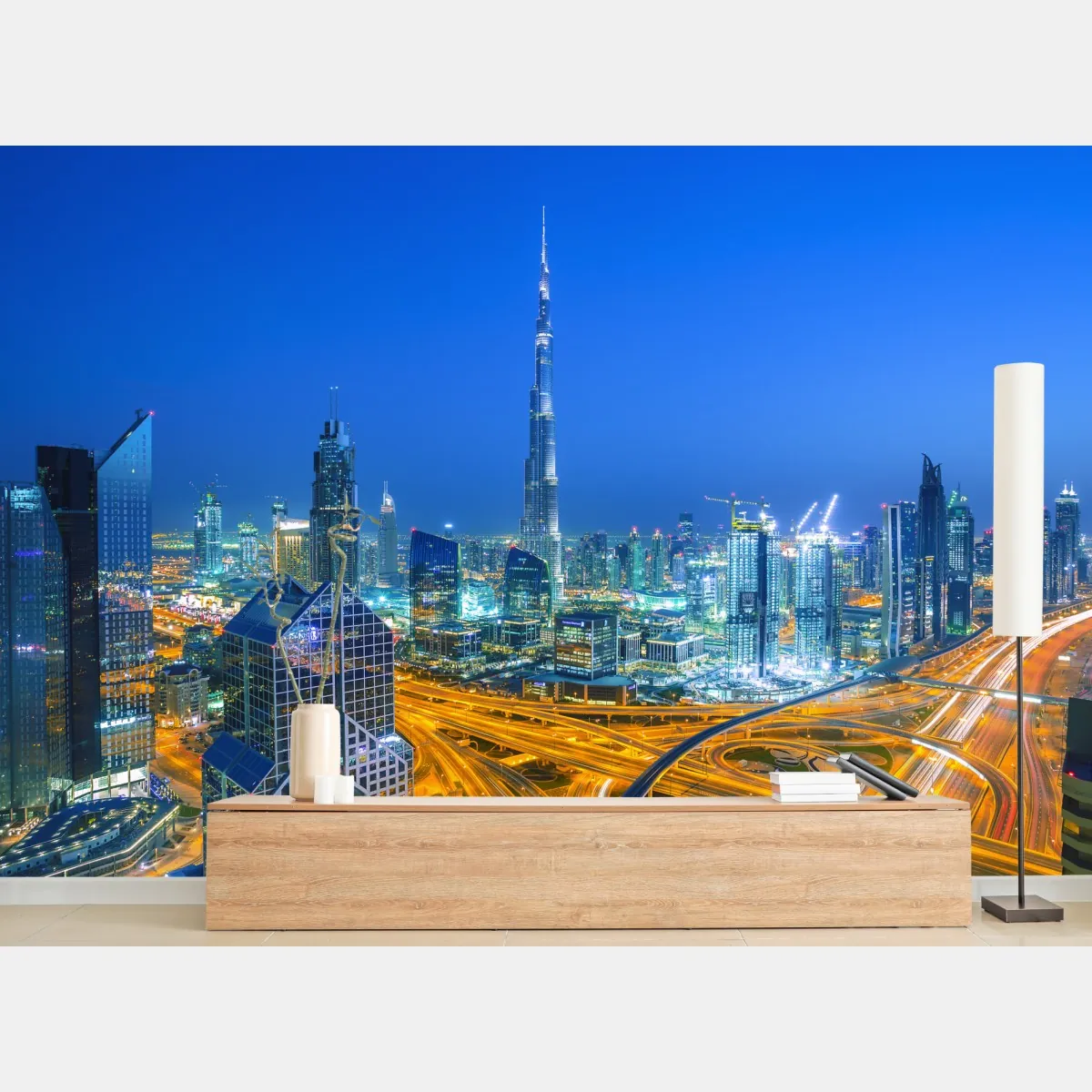 Fototapete Dubai skyline bei dämmerung – Wallnifity®