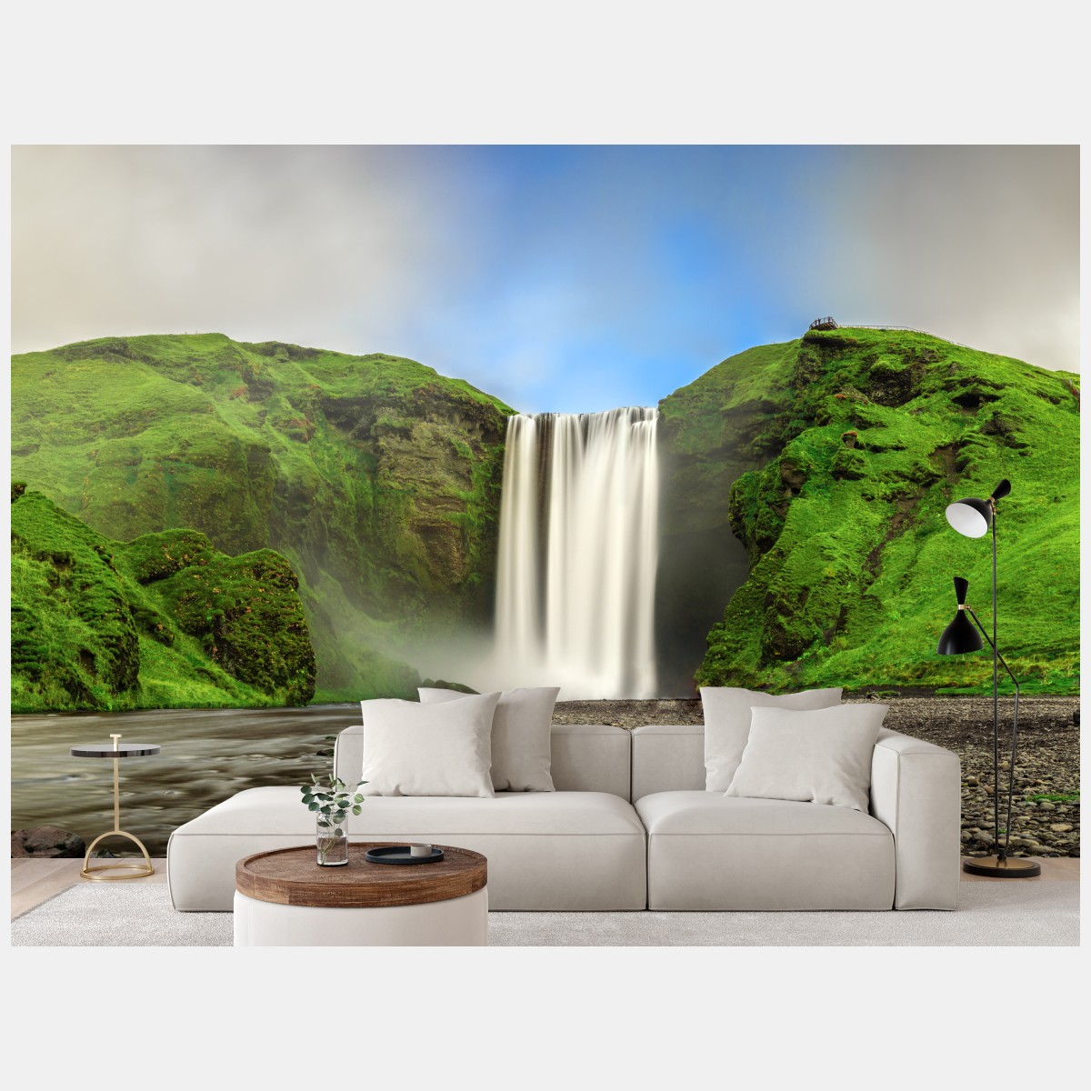 Fototapete panorama des wasserfalls Skogafoss – Wallnifity®
