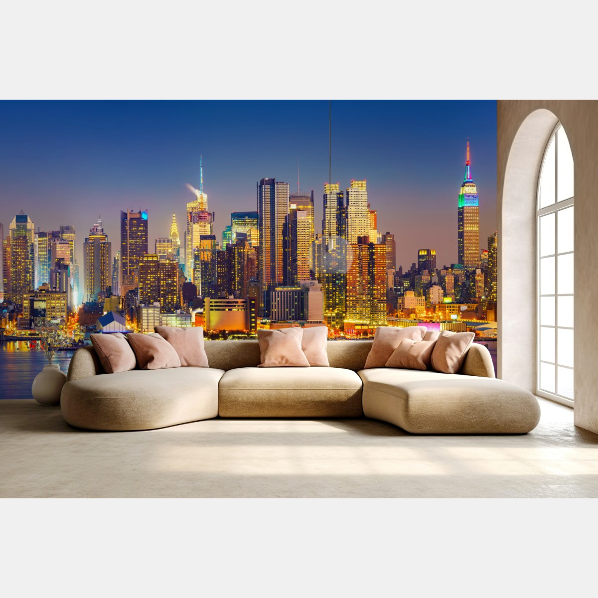 Fototapete Manhattan skyline bei dämmerung – Wallnifity®