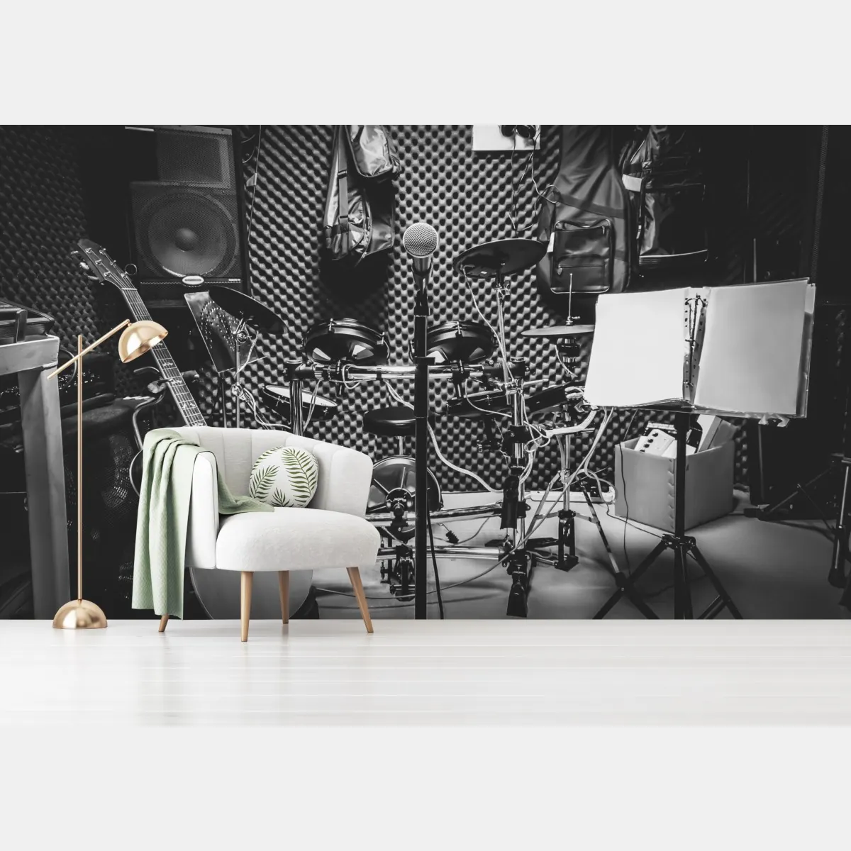 Fototapete monochromes musikstudio – Wallnifity®