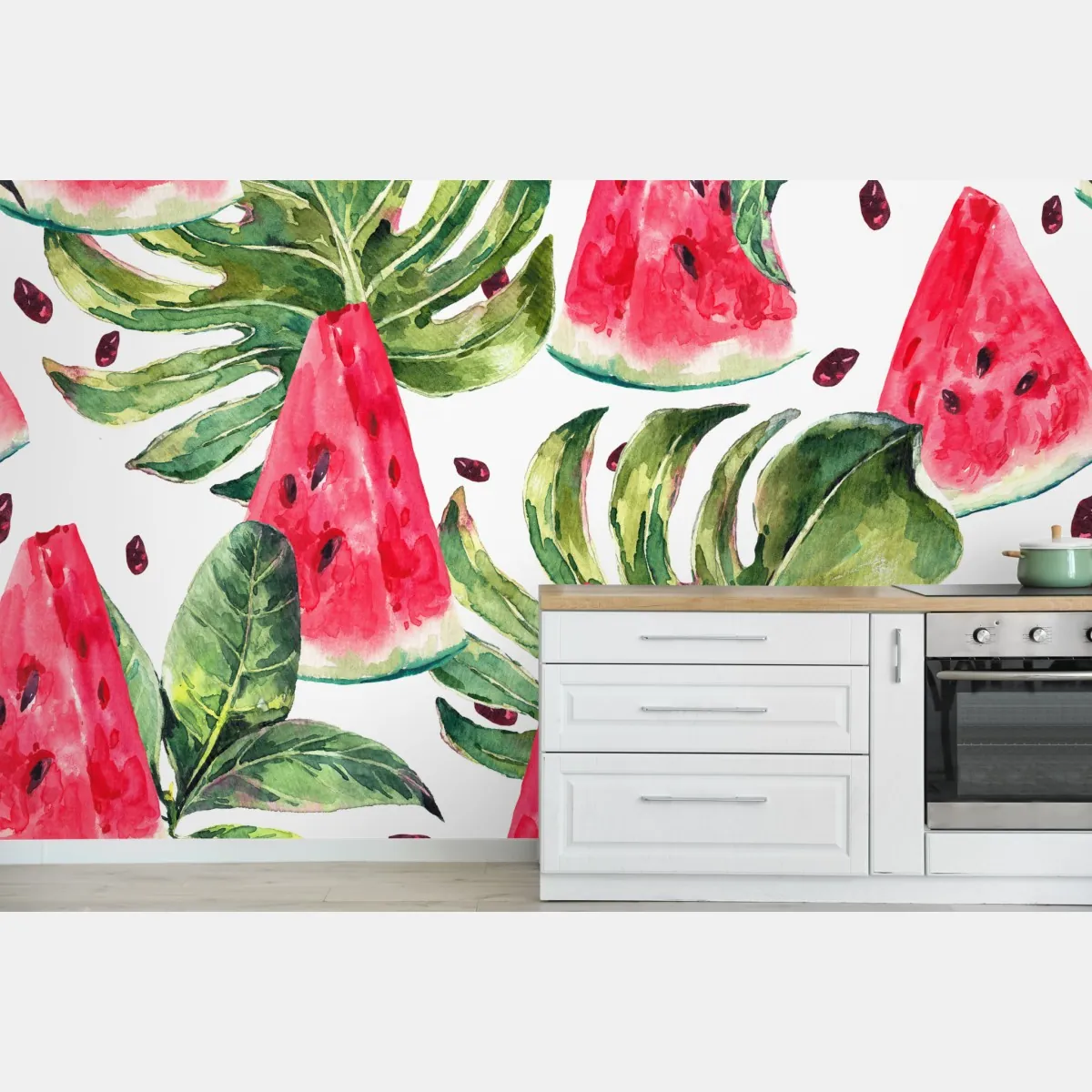 Fototapete aquarell wassermelonen sommermuster – Wallnifity®