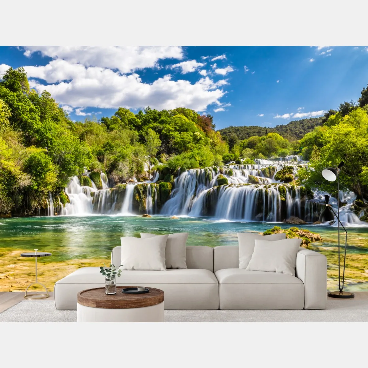 Fototapete ruhiger wasserfall Skradinski Buk im Krka Nationalpark – Wallnifity®
