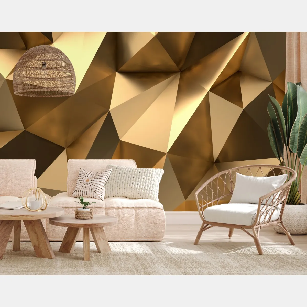 Fototapete goldene geometrische facetten – Wallnifity®
