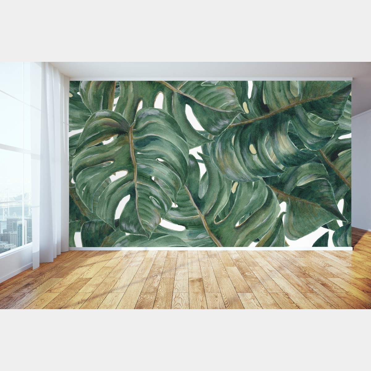 Fototapete monstera blätter in aquarell – Wallnifity®