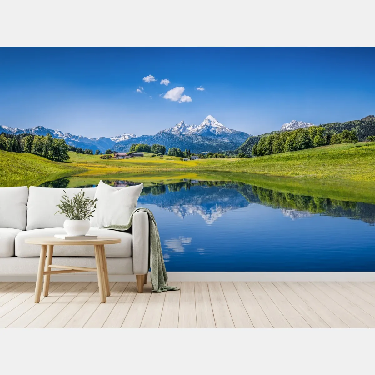 Fototapete alpine spiegelung: ruhige berglandschaft – Wallnifity®