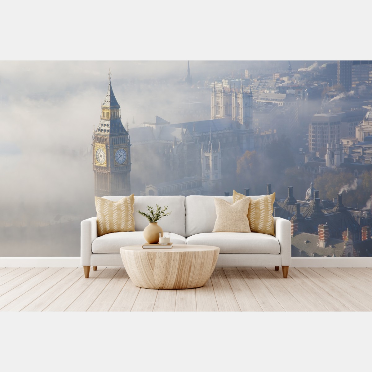 Fototapete neblige luftaufnahme von Big Ben und Palace of Westminster – Wallnifity®
