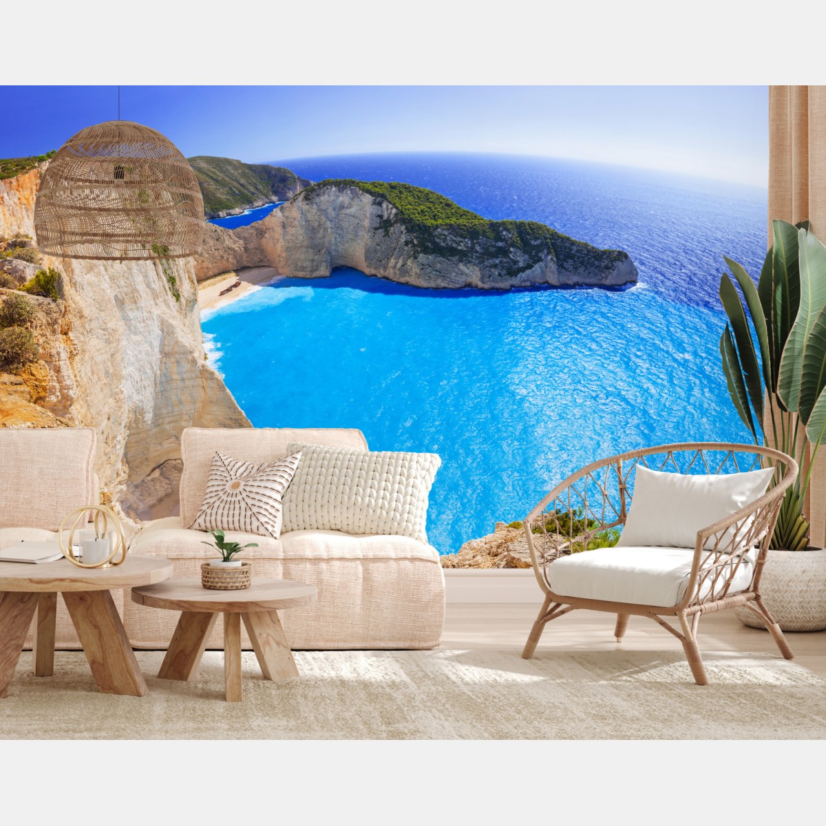Fototapete türkisblauer klippenstrand panorama – Wallnifity®