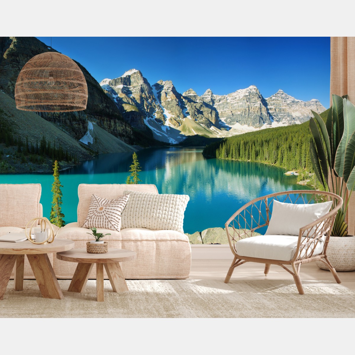Fototapete ruhiger türkisfarbener bergsee – Wallnifity®