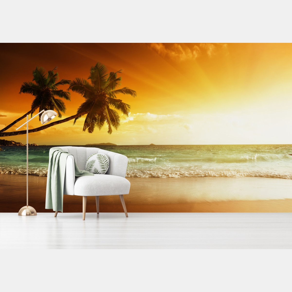 Fototapete tropischer sonnenuntergang am strand – Wallnifity®