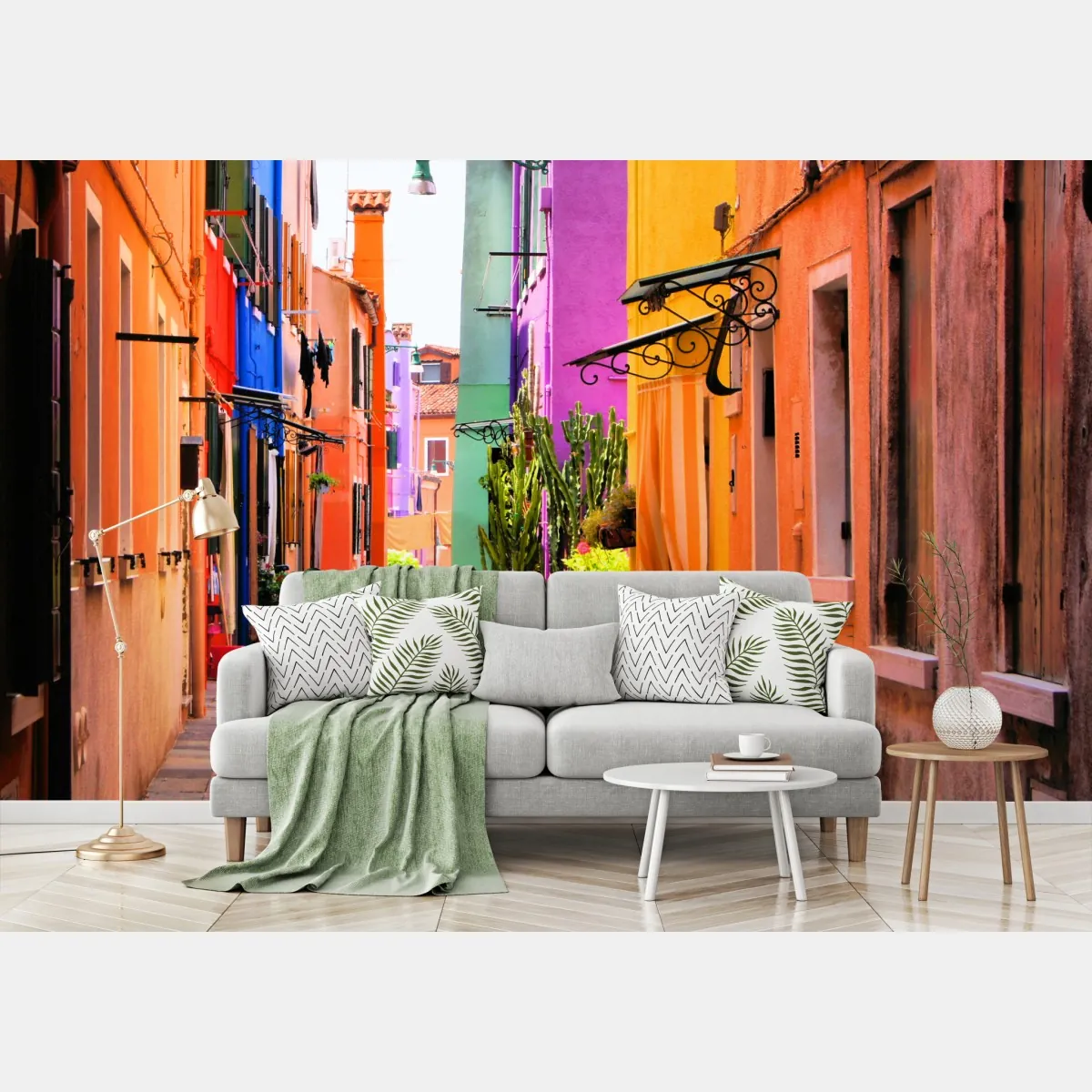 Fototapete bunte mediterrane gasse – Wallnifity®