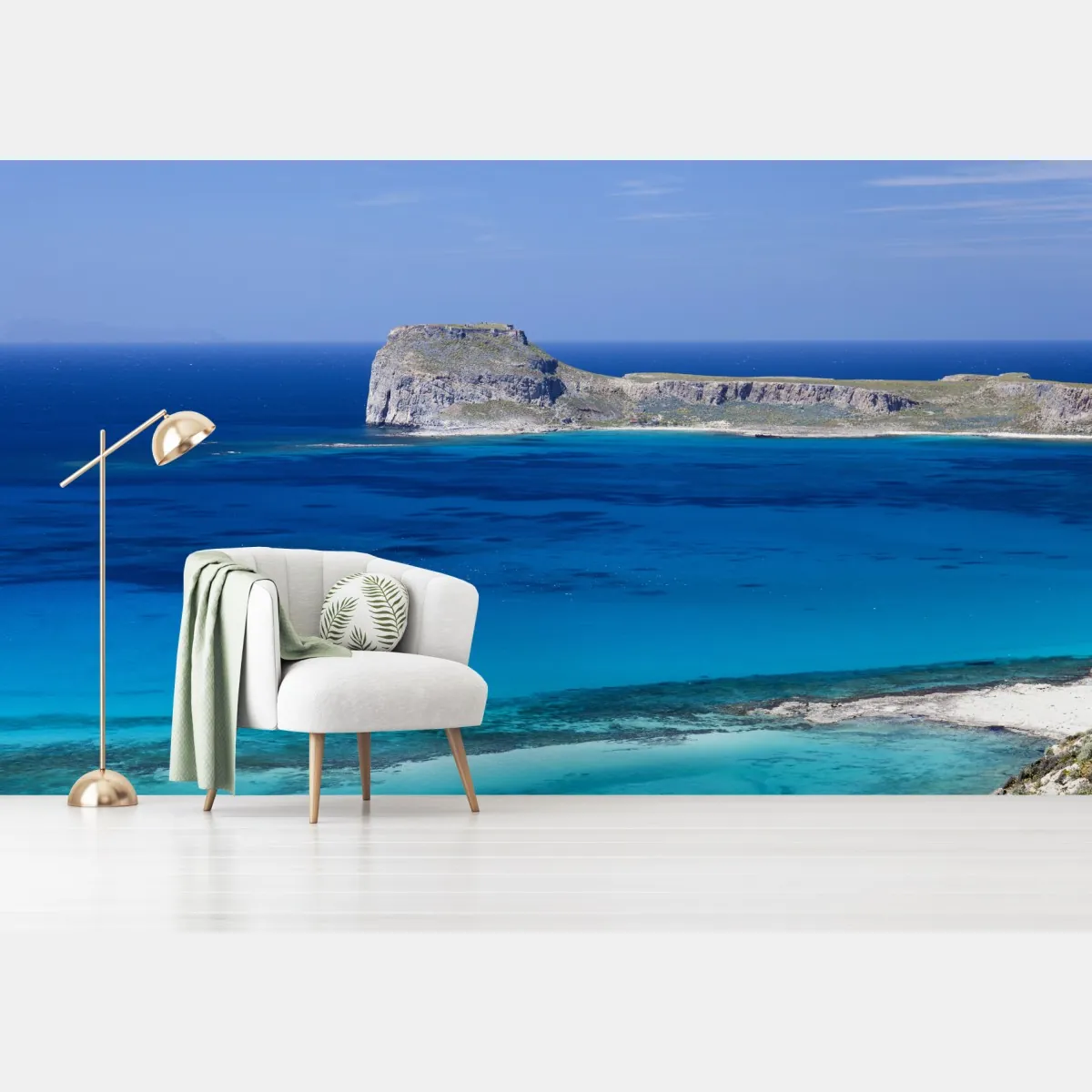 Fototapete ruhige insellandschaft mit türkisblauem meer – Wallnifity®
